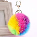 Miniatyrbillede 2 af 4: Fluffy Nøglering Blød Plys Charm Ring Nøglering Falsk Pels Bolde Taske Vedhæng Nøglering Dekoration