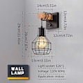 Miniatyrbillede 2 af 5: Lette sorte væglamper med dimmer på/af-knap