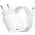 20W hurtiglader for iPhone 14 13 12 11 Pro Max Plus SE Mini Xr X XS USB C 2m hurtigladekabel strømadapter