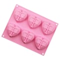 Miniatyrbilde 4 av 5: 6-Hulls 3D Silikon Hjerteformet Form for Kake, Sjokolade, Baking