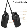 Miniatyrbillede 2 af 4: TS-Walkie Talkie Lang Rækkevidde, Professionel Walkie Talkie 16 Kanaler, CTCSS/DCS Genopladelig Walkie Talkie 1500mAh Radioer Rækkevidde 1-3 km, til Overlevelse på