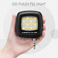 Miniatyrbillede 3 af 5: TS-3,5 mm Smart Selfie 16 Led Kamera Flash Udfyldningslys Til Mobiltelefon Sort