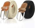 2-pack flätade stretch canvas elastiska herrremmar