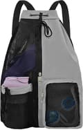 Mesh Beach Backpack with Wet Pocket, Drawstring Bag for Pool, Waterproof Swim Bag, Gym Backpack for Men and Women