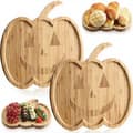 Halloween pumpaformade bambutallrikar, återanvändbara serveringsfat för barnkalas, snacks och desserter, 2-pack, 20 cm