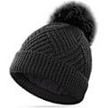 Pikkukuva 1 / 5: Naisten Beanie-pipo, Lämmin Talvipipo, Pehmeä Neulospiipo, Lämmin Fleecevuori, Irrotettava Pompom, Sopii Ulkoiluhuippuihin