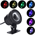 Pikkukuva 4 / 4: RGB LED-upotusvalot, vedenpitävät moniväriset, lampiin, puutarhaan, uima-altaaseen, suihkulähteeseen, lampeen, AC85-265 V (10 W)