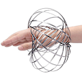 Miniatyrbilde 1 av 5: 3d Magisk Leke Arm Slinky Toroflux Flippy Flux Flow Ringer Spinner Dynamisk Armbånd, Sølv