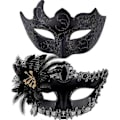 Miniatyrbillede 1 af 5: Venetiansk maske til par, maskerade maske, venetiansk blondemaske til kvinde, maskeradefest til mand - Perfekt