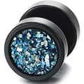 Miniatyrbillede 2 af 4: 10mm Herre Dame Sorte Circle Stud Øreringe Sort Glitter, Stål Cheater Fake Ørepropper Måler Tunnel