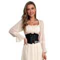 Miniatyrbillede 4 af 5: Trendige Kvinders Renaissance Bluser Topper Korset Midjebælte Middelalderlig Viktoriansk Off Shoulder Langærmet Skjorte Pirat Cosplay Kostumer S