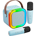 Pikkukuva 1 / 5: Karaokemikrofoni lapsille ja aikuisille, kannettava Bluetooth Mini Karaoke Mikrofoni Laululaite 2 mikrofonilla ja valolla, lelut Violetti Purple