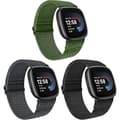 Elastiske nylonbånd kompatible med Fitbit Versa 4/Fitbit Versa 3/Fitbit Sense/Sense 2, mykt justerbart sportsarmbånd, pakke