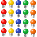 Miniatyrbild 1 av 4: Set med 20 färgade LED-lampor b22 bajonett 2w Röd, Gul, Orange, Grön, Blå, ...