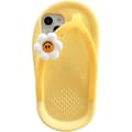 Kawaii Mobilskal Passar iPhone 14, Sött Tecknat Gula Tofflor Mobilskal med Blomma Flip Flops 3D Skal