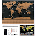 Miniatyrbilde 1 av 4: Skrapekart med Tilbehør / Scratch Map / Verdenskart - 82 x 59 cm