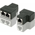 Miniatyrbillede 1 af 4: TS-Adapter RJ45 CAT6 LAN Ethernet Port Splitter 1 til 2 Hunport Kobling Dobbelt Hun til Hun, 2-pak og Sort