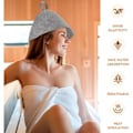 Miniatyrbillede 5 af 5: st sauna hatte, originaluld, komfortable og åndbare til sauna, 100% naturligt saunatilbehør i filt (grå og hvid){HH}
