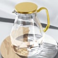 Miniatyrbillede 1 af 5: 2L Vandkande, Diamantdesign Glaskande, Glaskande med Rustfrit Stål Låg og Håndtag, Holdbar Vandkande til Frugtinfusion, Kaffe, Mælk