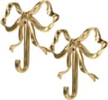 2-pack mässingskrokar för vägg, dekorativa vattentäta klädhängare för badrum sovrum dörr guld 9 x 9 cm