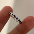 Miniatyrbillede 5 af 5: Flerfarvede cirkulære zirkonringe Justerbar ring - Perfekt