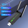 Miniatyrbillede 5 af 5: Netværkskort 1300 Mbps Dual Band Plug-and-Play Bærbar Mini USB Trådløs Wifi-adapter