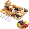 Set med charkuteribräda, ostbräda i bambu och knivset med 4 ostknivar, 6 gafflar, 2 såsskålar och extra serveringsfat för fester