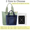 Miniatyrbillede 2 af 5: Multi-lomme Tote Taske med Lynlås, Canvas Japansk Håndlavet Håndtaske med Rum, Multifunktionel Skuldertaske Arbejdstaske