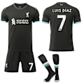 Pikkukuva 1 / 2: Liverpoolin Vieraspaita Lapsille ja Aikuisten Jalkapallopaitasetti Nro 7 LUIS DIAZ 24