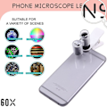 Miniatyrbillede 3 af 5: 60x Clip-on Mikroskopforstørrelsesglas med LED-lys Smykkelup til iPhone, Samsung og flere mobiler (universel)