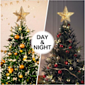 Miniatyrbilde 5 av 5: 1 stjerne til juletretopp i gull med glitter og 10 LED-lys, juletrepynt