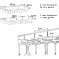 Miniatyrbilde 2 av 4: TS-Support Opphengt Glassholder, Vinglassholder i Metall, Oppbevaring av Glass Under Skap (4 Rader, Svart)
