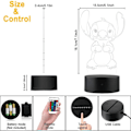 Miniatyrbilde 3 av 5: Stitch 3D LED-bordlampe, 16 farger fjernkontroll, Stitch julegavelampe, barneromdekorasjon