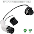 Miniatyrbilde 1 av 3: Type 2 til Schuko 16A EV ladekabeladapter Hvit Svart