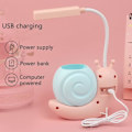 Miniatyrbillede 5 af 5: Sød Børnelampe med Penneholder, LED Skrivebordslampe til Børn, Snegleformet USB Opladbar Studentlæselampe Blå