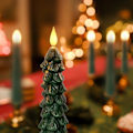Miniatyrbilde 5 av 5: 3 stk. Flammeløse Koniske Lys med 6 Timers Timer, 24,6 cm Juletre Lysestaker, Ekte Voks Batteridrevne Vinduslys med Flamme