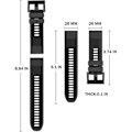 Miniatyrbilde 4 av 5: Silikonarmbånd for klokke Fenix 5x 26 mm bredde Kompatibel med Fenix 5x/fenix 5x Plus/fenix 6x Pro (Farge: Svart)