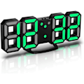 Miniatyrbillede 1 af 5: 3D LED Digital Vægklokke, 3D LED Vægklokke, Grøn