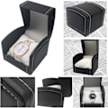 Miniatyrbild 2 av 4: Klockbox, PU-läder Fyrkantig Klocka, Klocka Smycken Armbandsurhållare Enkel Klocka Resefodral