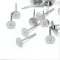 Miniatyrbilde 3 av 5: 200 stk Ørepynt Stud Posts 6mm Puter Mutter Bakside Sølvfarget Kirurgisk Stål DIY Ny