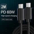 Miniatyrbilde 3 av 5: Høykvalitets 2M 6.6ft Nylonflettet Maks 20V 3.25A 65w PD Hurtiglading USB-C Type-C til USB-C Datakabel【COPL】