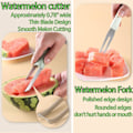 Miniatyrbillede 3 af 5: Vandmelon Gaffel Slicer Cutter, Rustfrit Stål Vandmelon Popsicle Cutter, Bærbar Frugtgaffel til Camping Køkkenredskaber