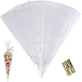 Miniatyrbillede 1 af 4: 100 stk. klare kegleposer, slikcellofanposer, 25x13 cm plastik sliktrekantposer med twistbånd til mad-