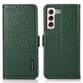 Pikkukuva 1 / 5: KHAZNEH Galaxy S23 Plus -kotelo Litsi Aitoa Nahkaa Vihreä