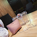 Miniatyrbilde 3 av 5: Stilig Klassisk Vanntett Klar Tote Strand Skulderveske Crossbody Håndveske, rosa