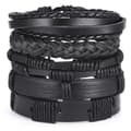 5-pak Håndlavede Læderarmbånd Herrearmbånd Sort