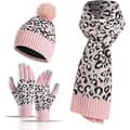 Leopard Hue, Halstørklæde og Touchscreen-handsker Sæt med Pompom til kvinder【PL】