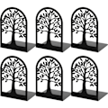 Miniatyrbillede 1 af 5: Bogstøtter i metal til at holde bøger, dekorative bogstøtter i form af træer til hylder, sorte bogstøtter til tunge bøger, bogstøtter (3 par)