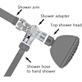 Miniatyrbilde 3 av 5: 3-veis Dusjfordeler, Dusjhodeadapter for Dusjarmmontering, G1/2\" T-adapter Ventil Reservedeler for Dusjspray