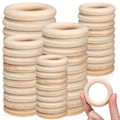 Miniatyrbillede 1 af 4: 80 stk. Træringe Håndværksringe Massive Træringe Træcirkler Macrame Dekorationsringe